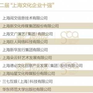 第二屆“上海文化十強十佳十人十大品牌活動”揭曉