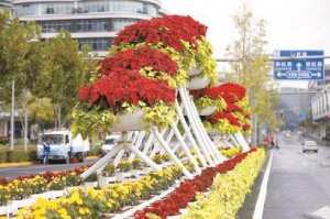 花木鮮亮水面如鏡